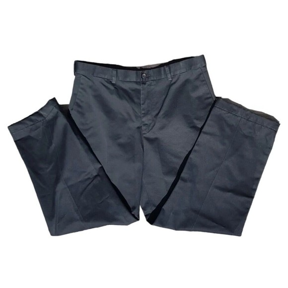 Haggar WPL386 Mens 34 X 30 Navy Blue Dress Pants Flat Front Straight Leg Pockets - Picture 1 of 16
